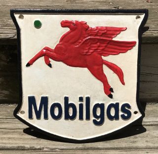 Mobilgas Pegasus Gasoline Vintage Style Cast Iron Shield Sign