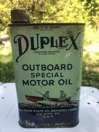 Vintage Quaker State Outboard Special Motor Oil 1 Qt.  Litho Great