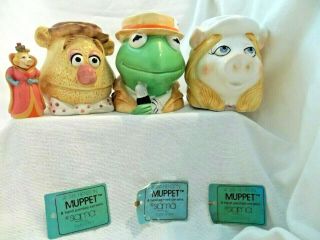 Jim Henson Muppets Ceramic Mugs By Sigma,  Kermit,  Miss Piggy,  Fozzie,  Figurine