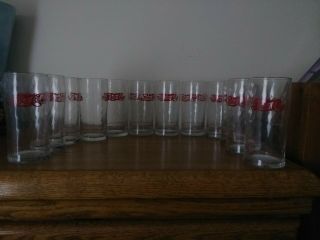 Vintage Pepsi Cola Soda Glass Tumblers With Syrup Line,  10 Ozs Glasses 10 " Tall