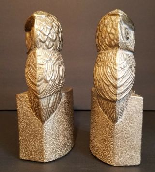 Set of Brass Owl Bookends Perched on Books Vintage Mid Century Retro 6 