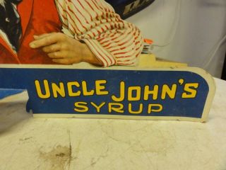 Vintage Uncle John ' s Syrup Table Top Counter Display Sign Gas Oil 3