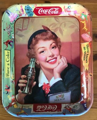 Coca Cola 1953 Tray,  Menu Girl,  Thirst Knows No Season,  Have A Coke