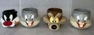 Looney Tunes Mugs/cups 3d Bugs Bunny,  Wiley E.  Coyote,  Sylvester Vintage Plastic