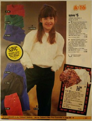 1994 Vintage Paper Print Ad Fashion Denim Jeans Blouse Crop Top Panties Tights