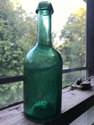 E.  ROUSSEL ' S MINERAL WATERS - early open pontiled bottle from Philadelphia,  Pa. 5