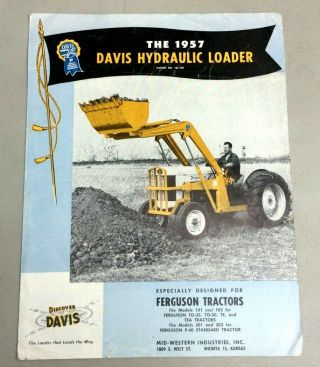 Vintage 1957 Davis Hydraulic Loader Designed For Ferguson Tractors Brochure