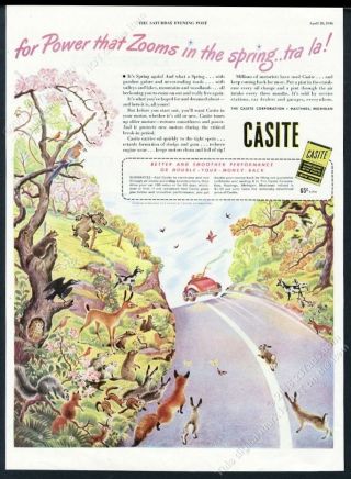 1946 Cute Forest Animals Art Casite Oil Treatment Vintage Print Ad