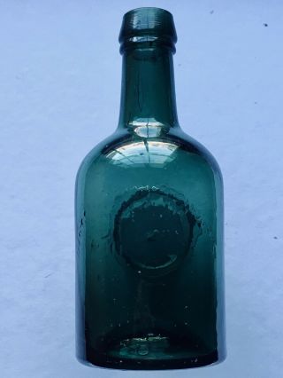 Antique Dark Emerald Green Iron Pontil Brown’s Stout Dyottville Glass Bottle 2