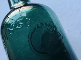 Antique Dark Emerald Green Iron Pontil Brown’s Stout Dyottville Glass Bottle 3