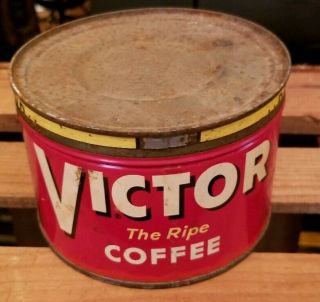 Vintage Victor Coffee 1lb keywind Tin Can Martin Hall Co Boston Drip Grind 2