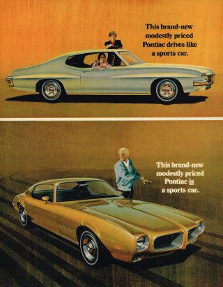 1970 Pontiac Firebird/tempest T - 37 Vintage Laminated Ad Art