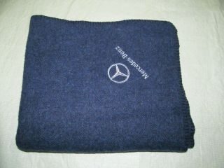 Mercedes Benz Navy Wool Car Blanket Faribault Mills Vintage Travel Couch Throw
