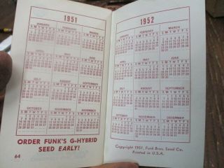 FUNK ' S G HYBRIDS seed corn NOTE BOOK 1951 52 advertising vintage MINNESOTA 4