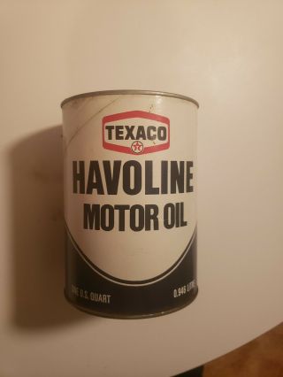 Vintage Texaco Havoline Motor Oil Cardboard Can Full Quart,  Never Opened
