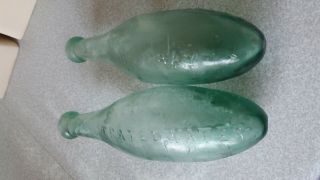 2 X Antique Green Torpedo Codd / Soda Bottles - Aerated - Bombay