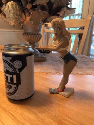 Vintage Bottoms Up R.  Demars Ganz Sexy Blonde Girl Pin - Up Soda Beer Can Holder