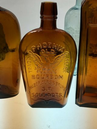 Western Phoenix Old Bourbon Whiskey Flask San Francisco