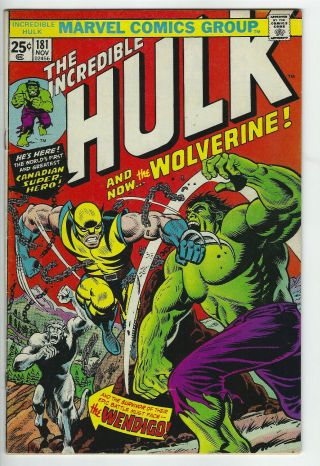 Incredible Hulk 181 1st Full Appearance Of Wolverine (f/vf)