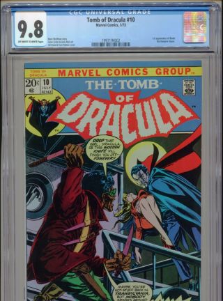 1973 Marvel Tomb Of Dracula 10 1st Appearance Blade Cgc 9.  8 Ow - W