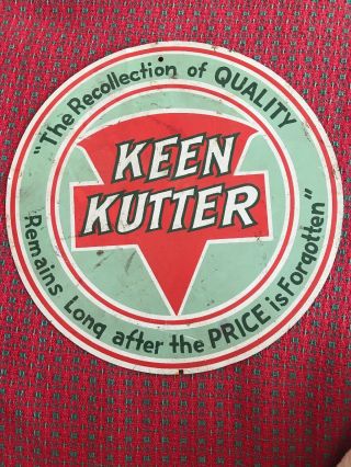 Vintage Keen Kutter Metal Advertising Sign.  12”