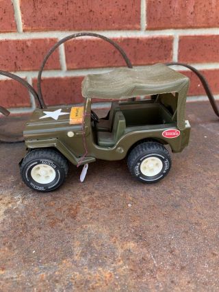 Vintage Tonka Army Green Metal Military Jeep With Top 1970’s In.