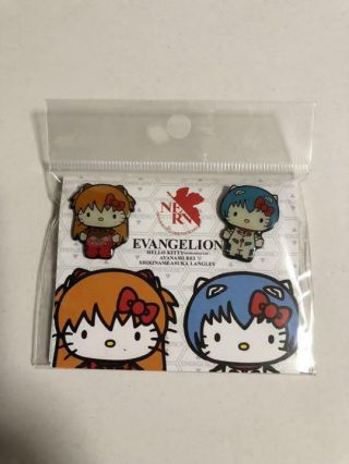 Evangelion Sanrio Hello Kitty Pin Pinz Pinbatch Rare Kawaii Asuka Rei Japan