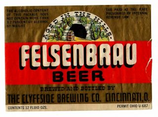 Beer Label: U - 687; Clyffside Brewing,  Cincinnati Oh,  12oz Felsenbrau Beer