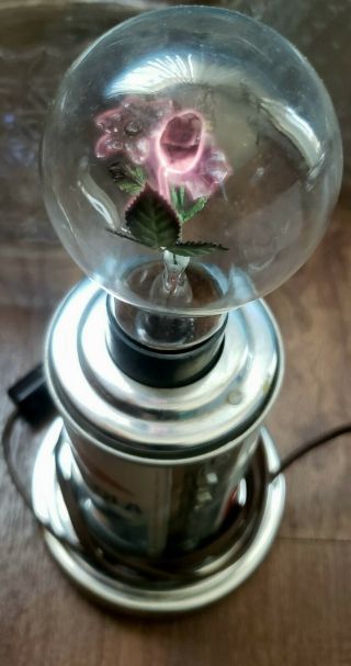 Vintage Pepsi Cola Can Light Lamp w/ Red Pink Flower in Bulb 9 inch 2
