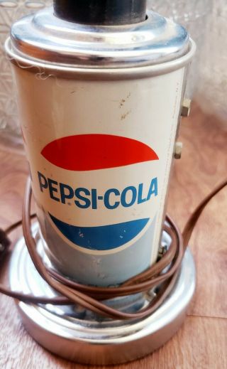 Vintage Pepsi Cola Can Light Lamp w/ Red Pink Flower in Bulb 9 inch 4