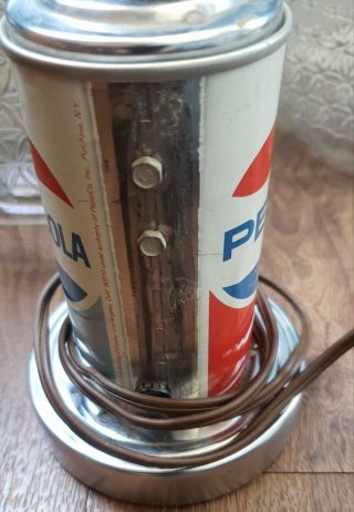 Vintage Pepsi Cola Can Light Lamp w/ Red Pink Flower in Bulb 9 inch 5