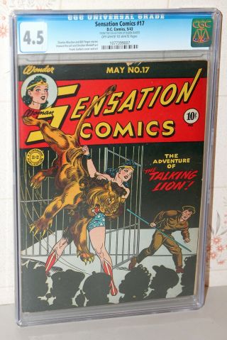 Sensation Comics 17 Early Wonder Woman Golden Age Dc 1943 Cgc 4.  5