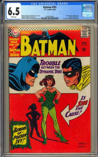 Batman 181 Silver Age 1st App.  Poison Ivy White Pages Dc Comic 1966 Cgc 6.  5