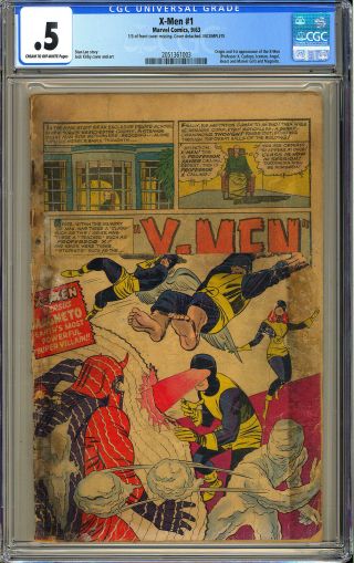 X - Men 1 Unrestored Stan Lee First Issue Silver Age Marvel Comic 1963 Cgc.  5