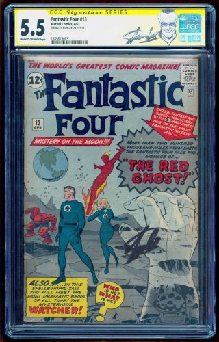 Fantastic Four 13 Cgc 5.  5 Ss Signed Stan Lee 1st Watcher No Marks