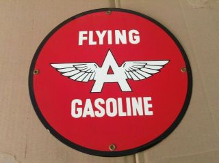 Flying A Gasoline Porcelain Sign Gas Station Pump Plate