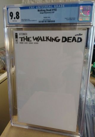 The Walking Dead 192 1st Print Death Of Rick Grimes Blank Variant Cgc 9.  8