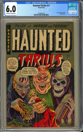 Haunted Thrills 11 Good Girl Skull Cover Pre - Code Nazi Horror 1953 Cgc 6.  0