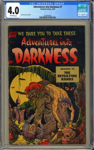 Adventures Into Darkness 7 Skull Cover Pre - Code Standard Horror 1952 Cgc 4.  0