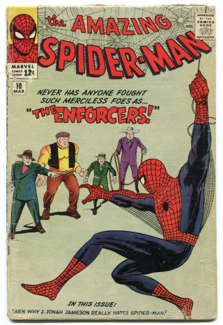 1964 Marvel Comics Spider - Man 10 Enforcers Classic Steve Ditko Stan Lee