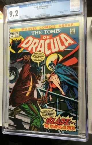 Tomb Of Dracula 10 Cgc 9.  2 White Pages 1st Blade Centered