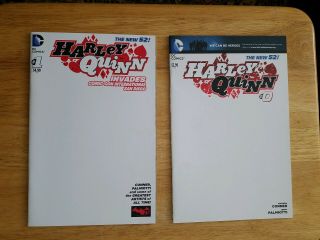 Harley Quinn 0 & Invades Comic - Con Blank Sketch Cover Variants Nm