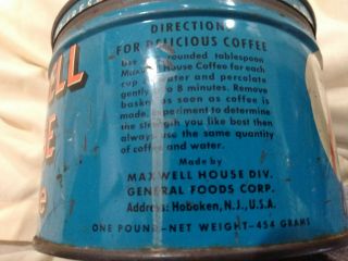 Vintage MAXWELL HOUSE Coffee Tin Can Hoboken NJ 3