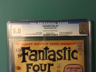 FANTASTIC FOUR 4 CGC 5.  0 CR/OW PAGES 4