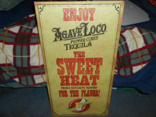 Agave Loco Tequila " Sweet Heat For The Flavor " Wood Sign - 15 X 30 In