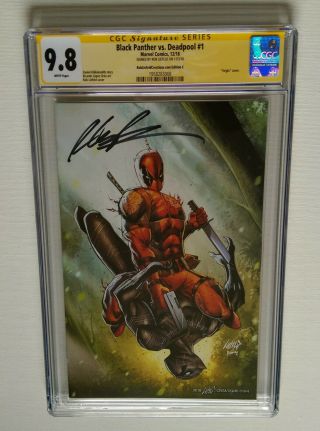 Black Panther Vs Deadpool 1 - Cgc Ss 9.  8 Signed By Rob Liefeld - Virgin Cover C