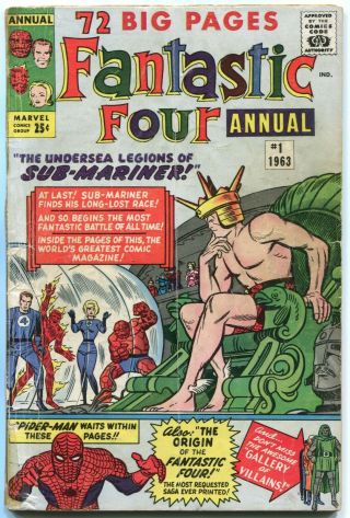 1963 Marvel Comics Fantastic Four Annual 1 Jack Kirby Stan Lee Sub - Mariner Key