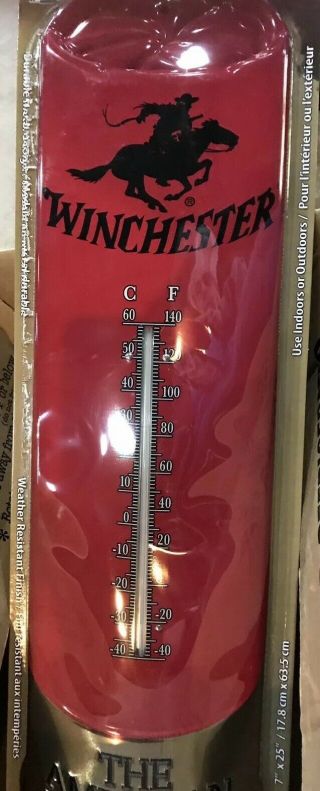 25 Inch Winchester Thermometer Large Shot Gun Shell Rifle Hunting Bar Man Cave