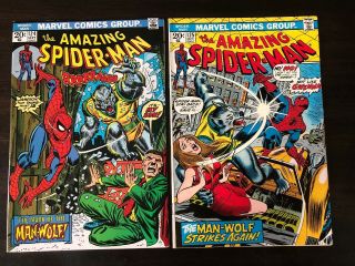 Spider - Man 124 & 125 1st App Man - Wolf Marvel Comics Vf -