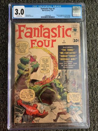 Fantastic Four 1 Cgc 3.  0 (ow Pages) 1st Appearance Fantastic Four - Marvel